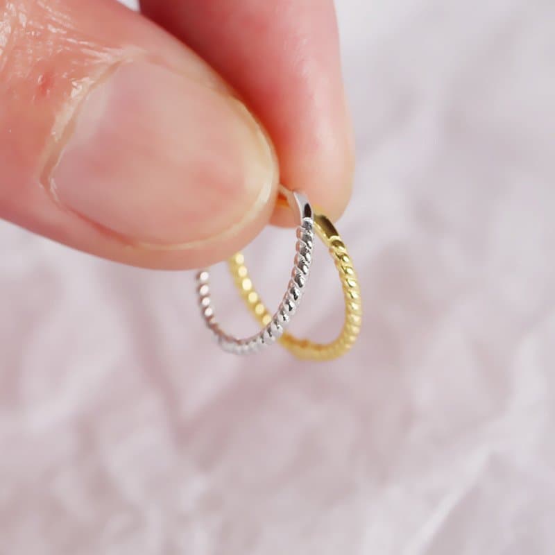 Twisted 925 Sterling Silver Huggie Hoop Earrings