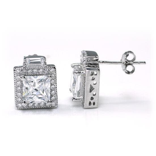 2 Carat Created Diamond Vintage Style Stud Earrings