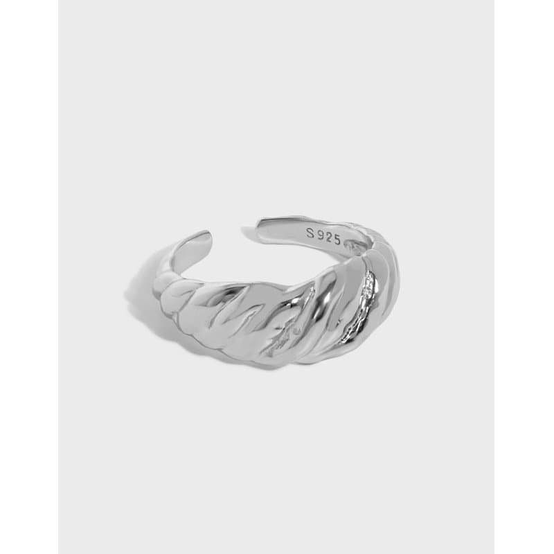 Twisted Wide 925 Sterling Silver Adjustable Ring