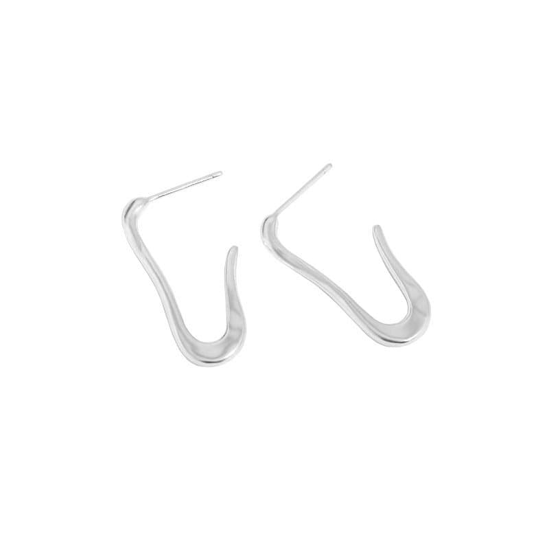 U Shape Paper Clip 925 Sterling Silver Hoop Earrings