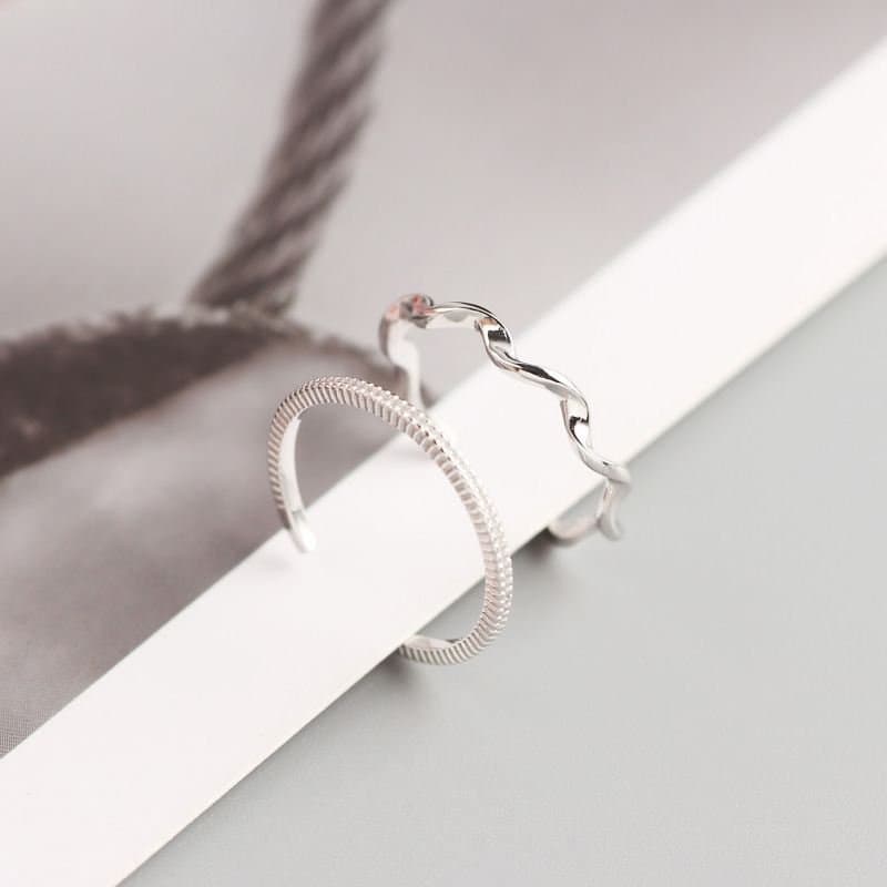 Wave Twisted 925 Sterling Silver Adjustable Ring