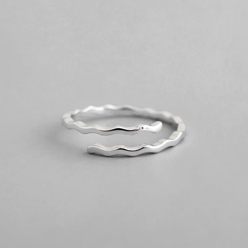 Waves 925 Sterling Silver Adjustable Ring