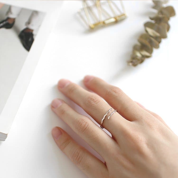 Waves 925 Sterling Silver Adjustable Ring