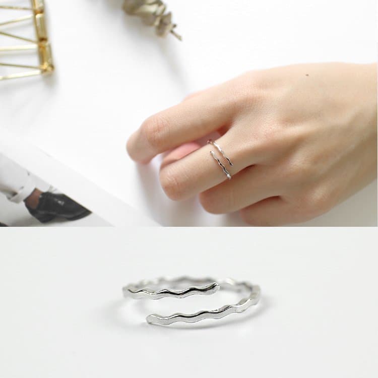Waves 925 Sterling Silver Adjustable Ring