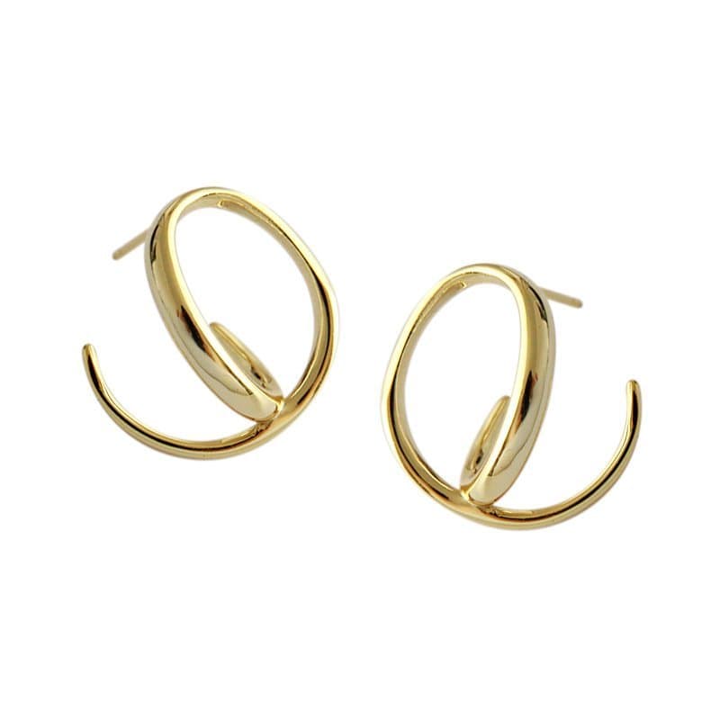 Geometric Round Circles 925 Sterling Silver Stud Earrings