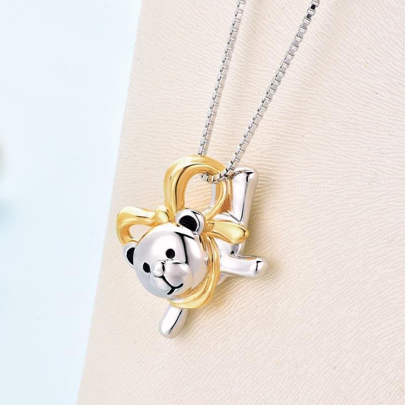 Lovely Bear Pendant Necklace 925 Sterling Silve