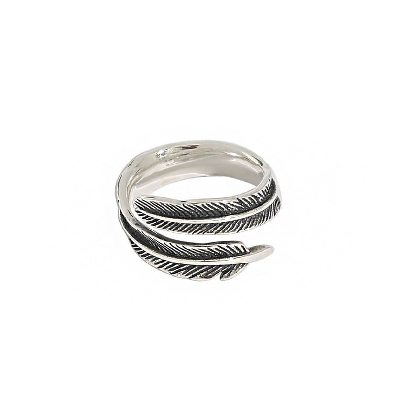 Vintage Feather 925 Sterling Silver Adjustable Ring