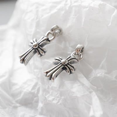 Vintage Cross Flower 925 Sterling Silver Dangling Earrings