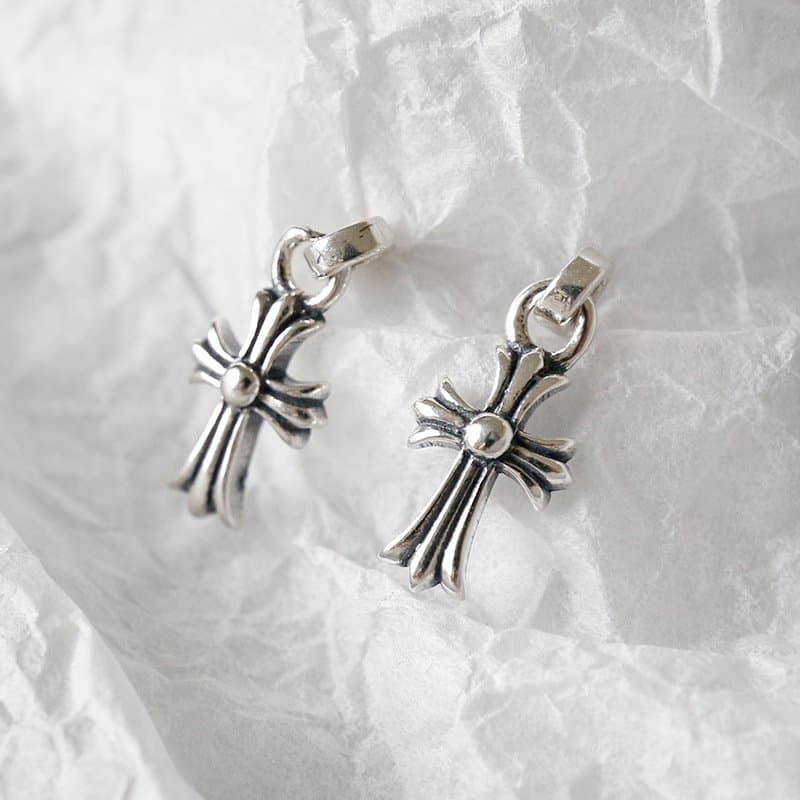 Vintage Cross Flower 925 Sterling Silver Dangling Earrings