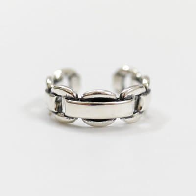 Vintage Geometric Box Chain 925 Sterling Silver Adjustable Ring