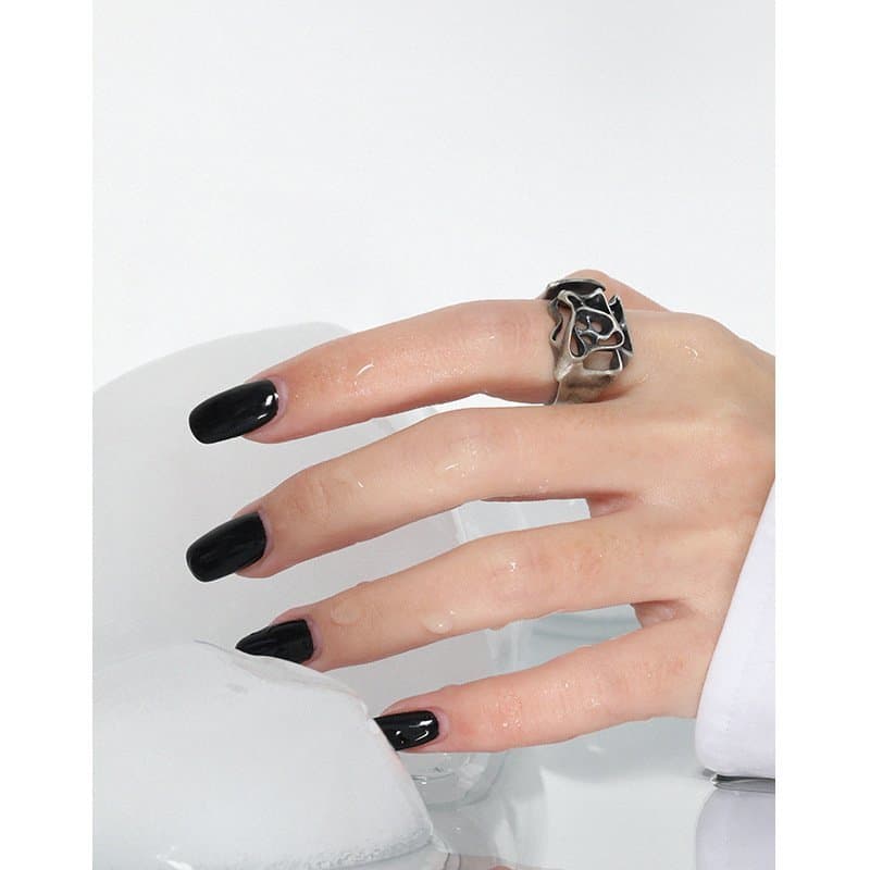 Vintage Geometric Hollow Holes 925 Sterling Silver Adjustable Ring