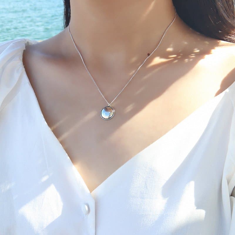Geometric Twisted Round 925 Sterling Silver Necklace
