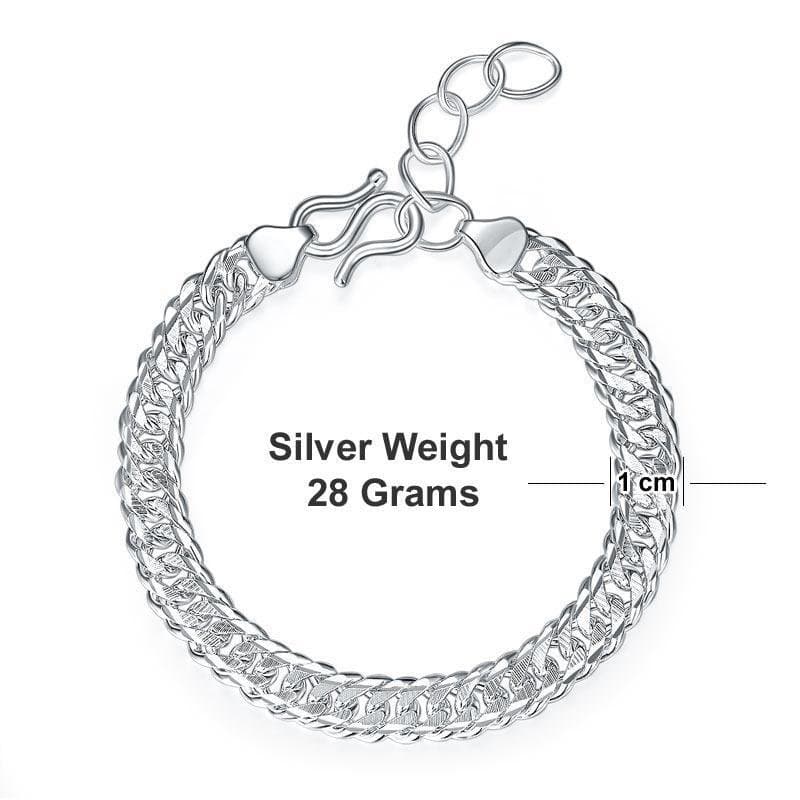 Adjustable Men's Silver Bracelet 1 cm Width 990 Pure Silver Cuban Link Chain