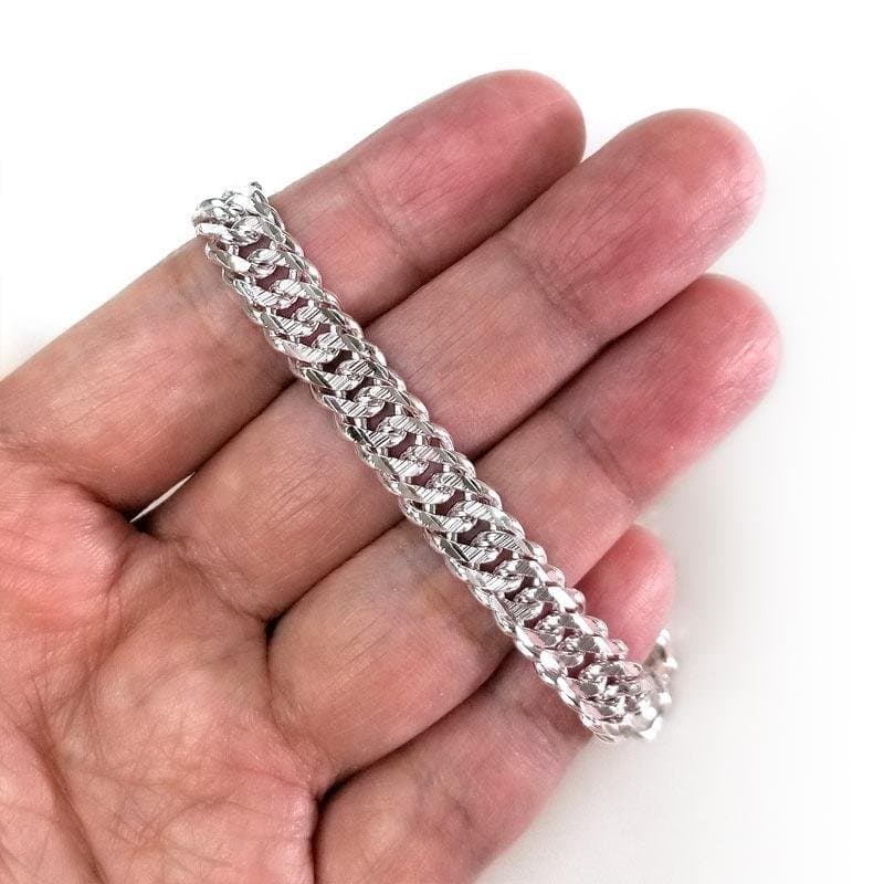 Adjustable Men's Silver Bracelet 1 cm Width 990 Pure Silver Cuban Link Chain