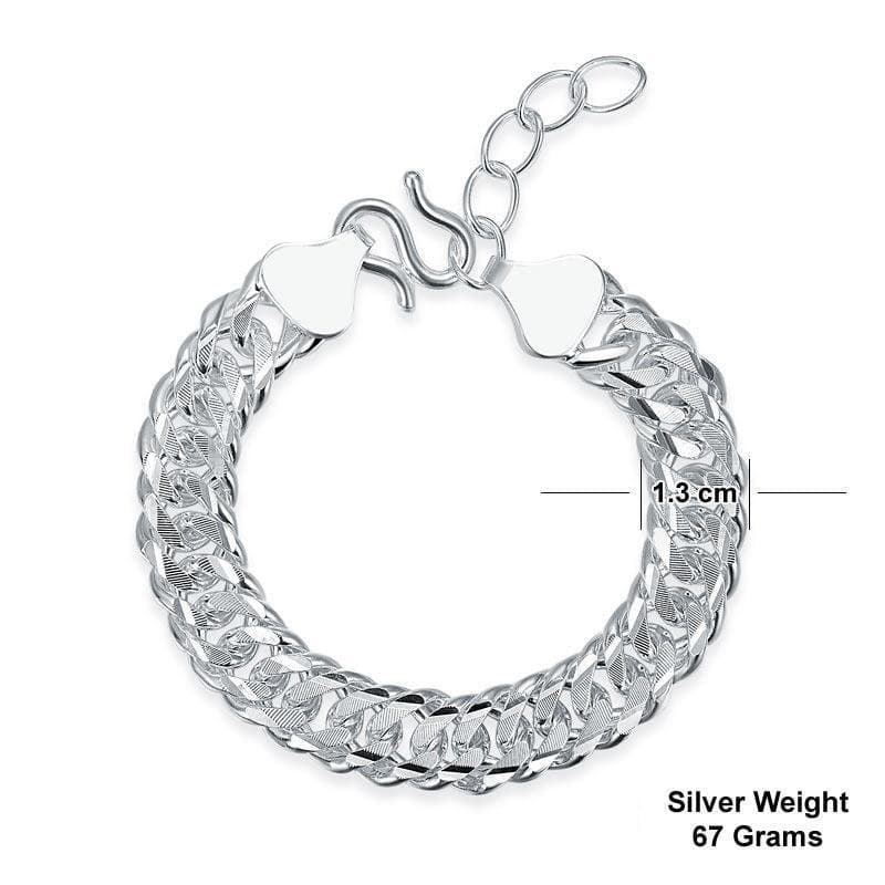 Adjustable Men's Silver Bracelet Heavy 990 Pure Silver Cuban Link Chain