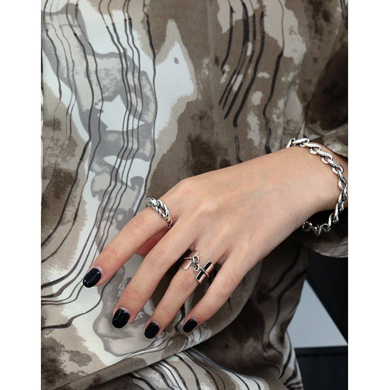 Vintage Irregular Twisted 925 Sterling Silver Adjustable Ring