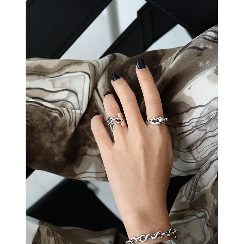 Vintage Irregular Twisted 925 Sterling Silver Adjustable Ring