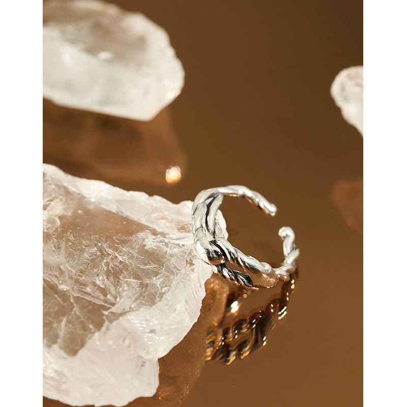 Vintage Irregular Twisted 925 Sterling Silver Adjustable Ring