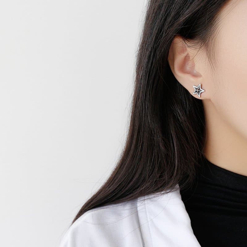Vintage Stars 925 Sterling Silver Stud Earrings