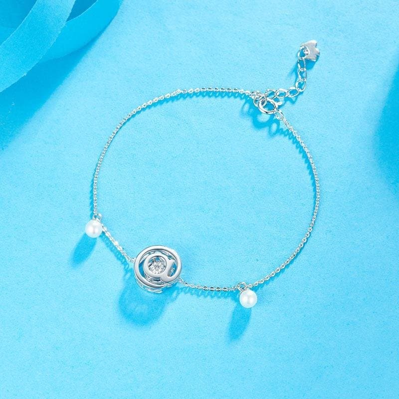 Moissanite Diamond Fresh Water Pearls Dancing Stone Bracelet