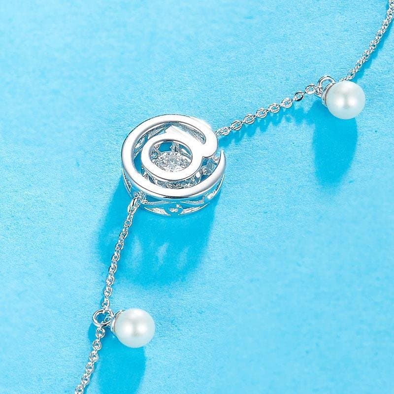 Moissanite Diamond Fresh Water Pearls Dancing Stone Bracelet