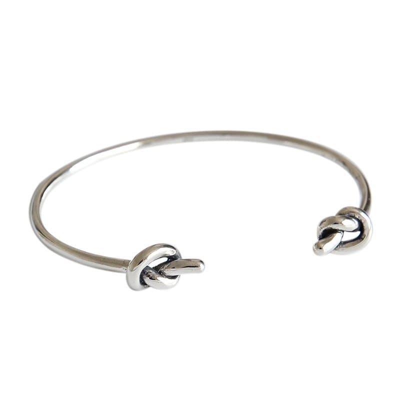 Two Knot 925 Sterling Silver Open Bangle