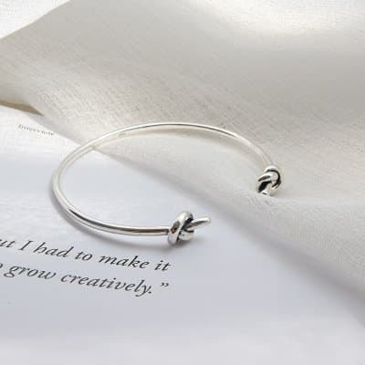 Two Knot 925 Sterling Silver Open Bangle