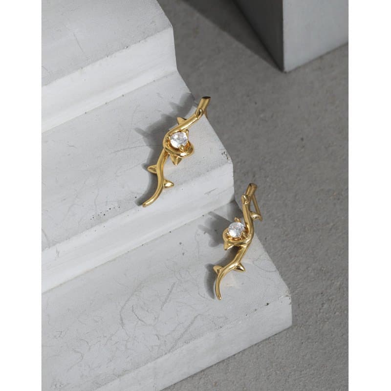 CZ Rose Flower 925 Sterling Silver Stud Earrings