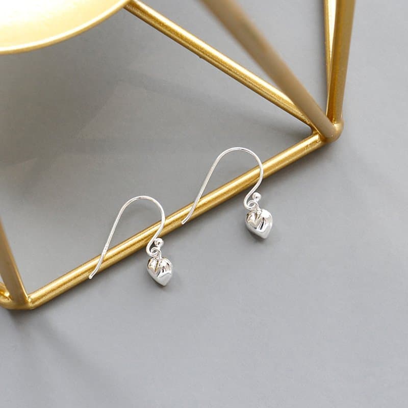 Heart Love 925 Sterling Silver Dangling Earrings