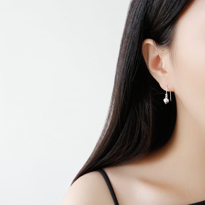 Heart Love 925 Sterling Silver Dangling Earrings