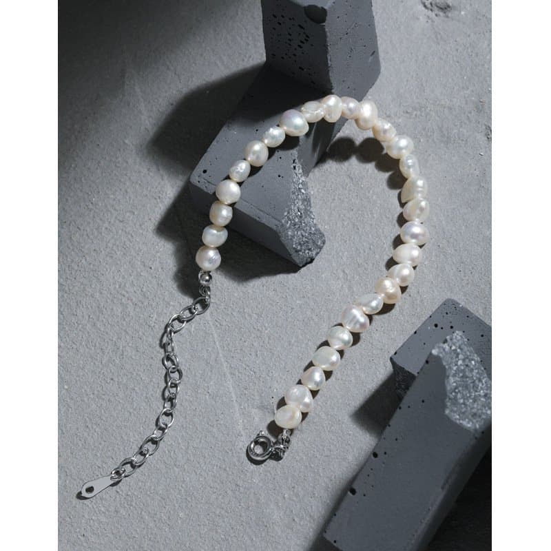 Irregular Natural Pearls 925 Sterling Silver Bracelet