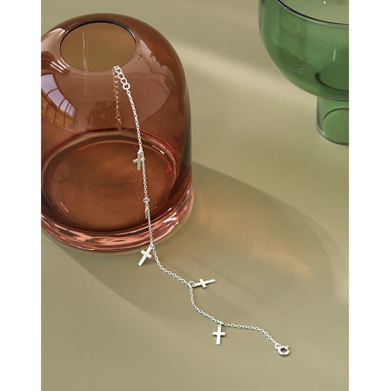 Mini Cross 925 Sterling Silver Anklet