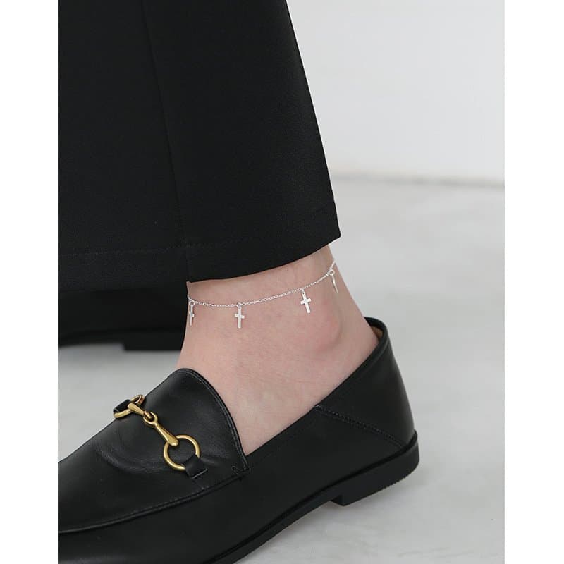 Mini Cross 925 Sterling Silver Anklet