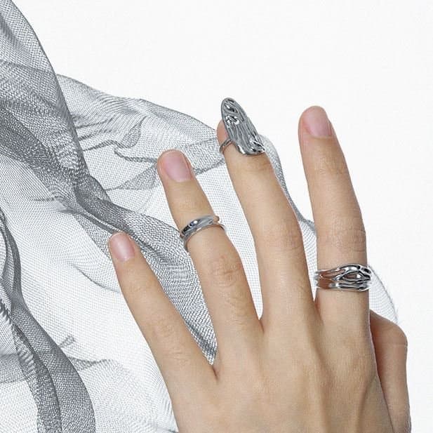 Nail 925 Sterling Silver Adjustable Ring