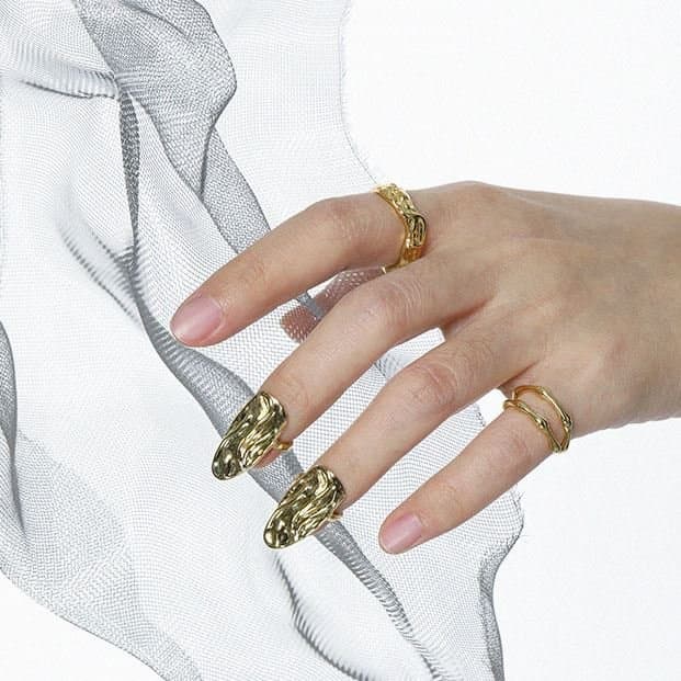 Nail 925 Sterling Silver Adjustable Ring