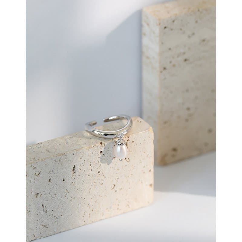 Oval Natural Pearl 925 Sterling Silver Adjustable Ring
