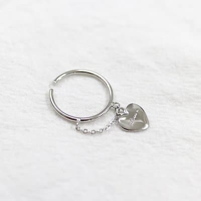 Heart Chain 925 Sterling Silver Adjustable Ring