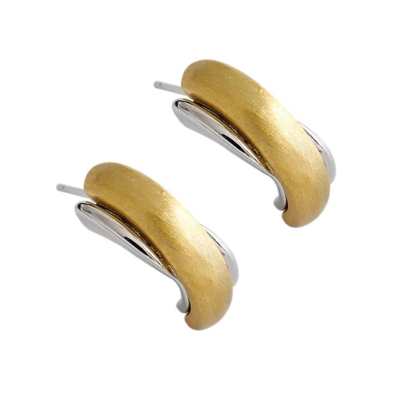 Geometric Irregular Semicircle 925 Sterling Silver Hoop Earrings