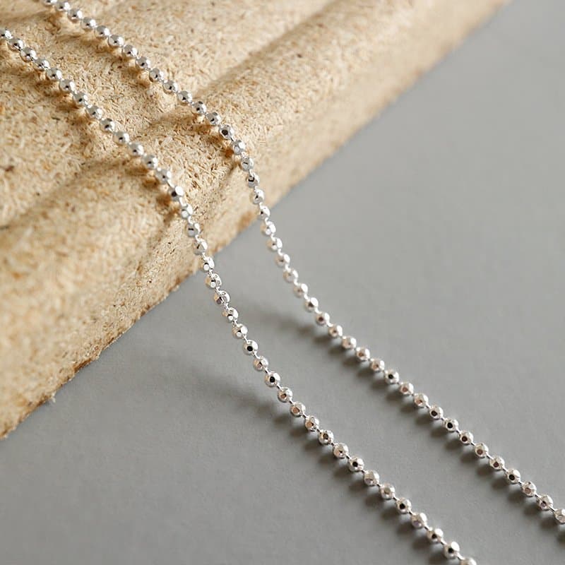 Bead Chain Double Layers 925 Sterling Silver Anklet