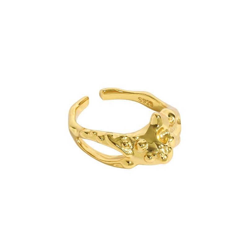 Irregular Hollow Stones 925 Sterling Silver Adjustable Ring