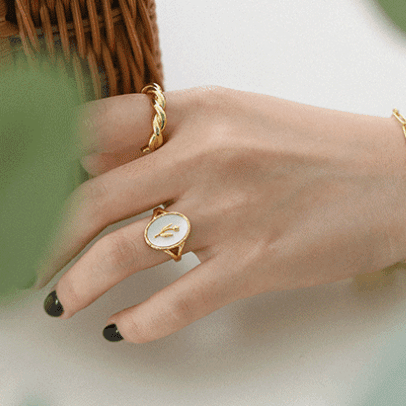 Shell Oval Tulips Flower 925 Sterling Silver Ring
