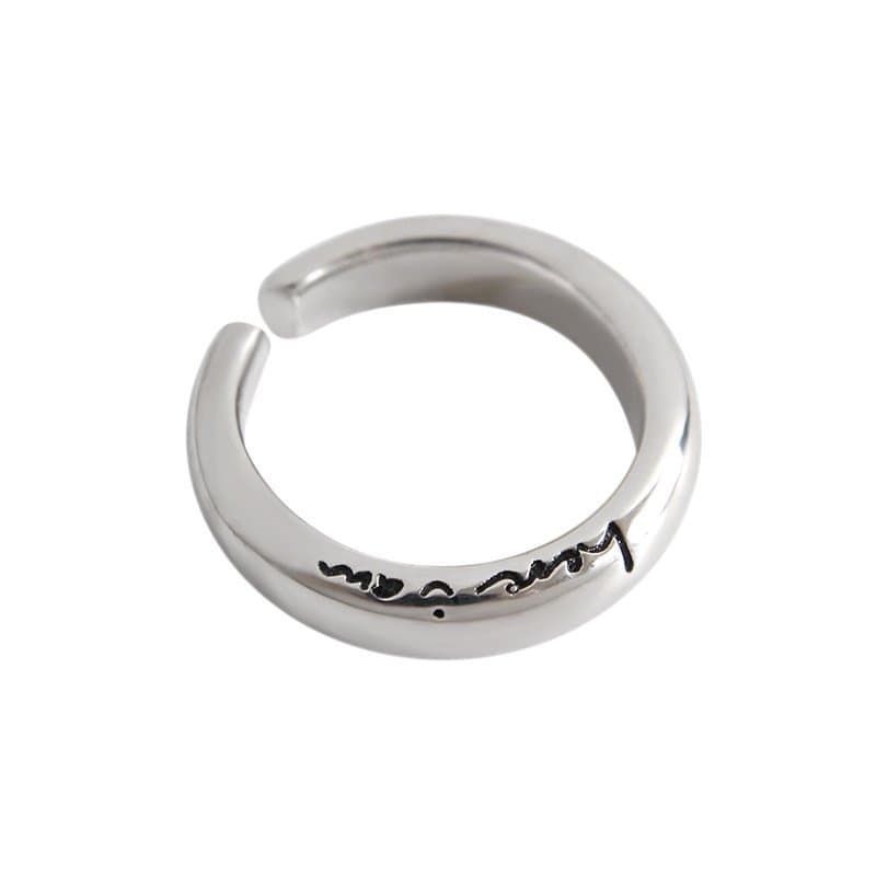 Letters Here i am 925 Sterling Silver Adjustable Ring