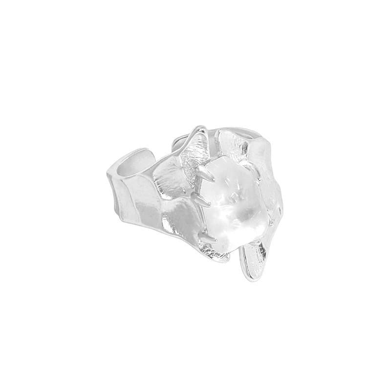 Irregular Natural Crystal Iceberg 925 Sterling Silver Adjustable Ring