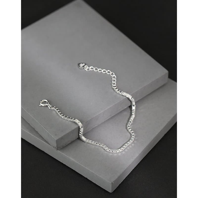 Vintage Box Chain 925 Sterling Silver Bracelet