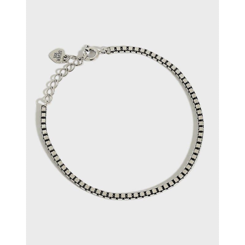 Vintage Box Chain 925 Sterling Silver Bracelet