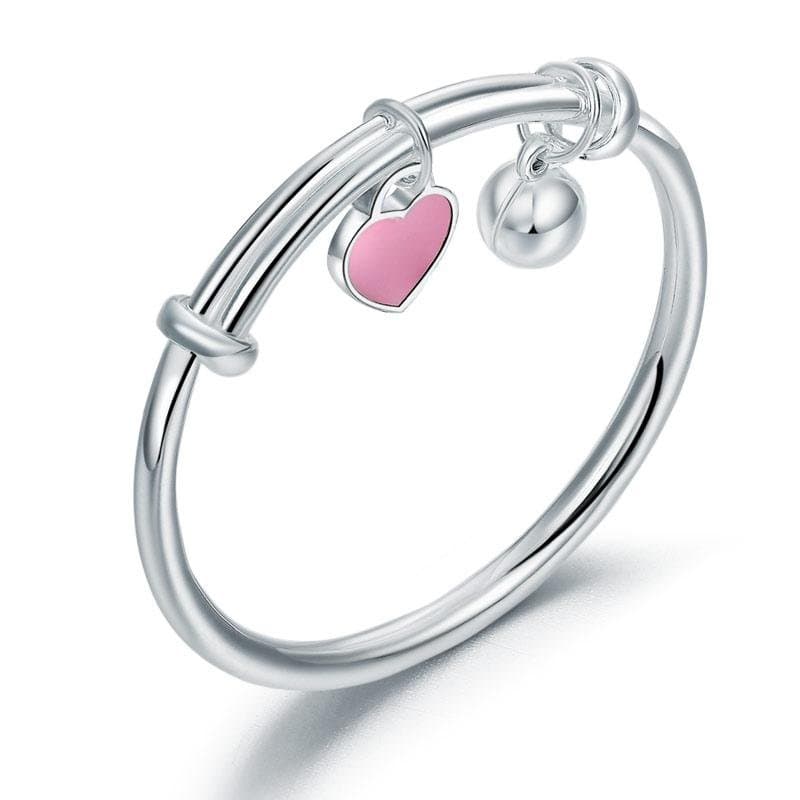 Newborn Baby 999 Silver Pink Heart Baby Bangle