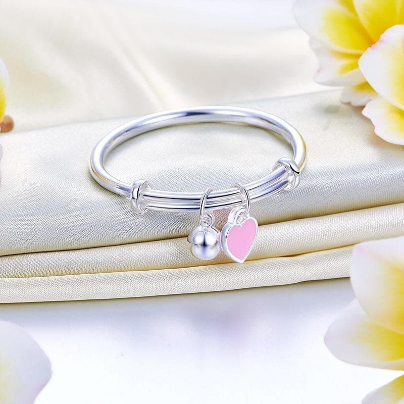 Newborn Baby 999 Silver Pink Heart Baby Bangle