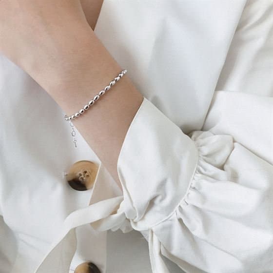 Oval Beads 925 Sterling Silver Bracelet
