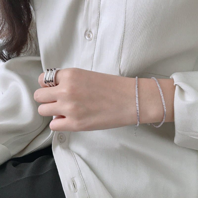 Nugget Crisscross 925 Sterling Silver Bracelet