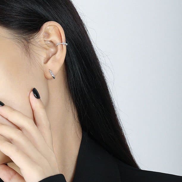 Mini Irregular Circle Geometric 925 Sterling Silver Huggie Hoop Earrings